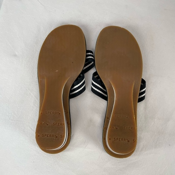 Sperry Criss Cross Low Wedge Sandal in Black‎ White Size 9 - Picture 6 of 7